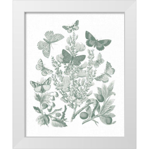 Butterfly Bouquet II Sage White Modern Wood Framed Art Print by Wild Apple Portfolio