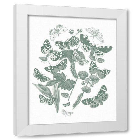 Butterfly Bouquet IV Sage White Modern Wood Framed Art Print by Wild Apple Portfolio