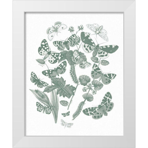 Butterfly Bouquet IV Sage White Modern Wood Framed Art Print by Wild Apple Portfolio
