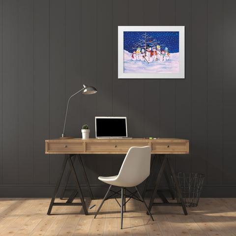 Snow Family White Modern Wood Framed Art Print by McKenna, Kathleen Parr