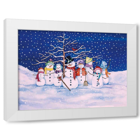 Snow Family White Modern Wood Framed Art Print by McKenna, Kathleen Parr