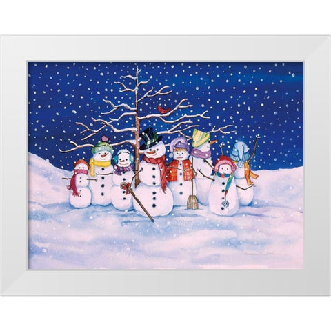 Snow Family White Modern Wood Framed Art Print by McKenna, Kathleen Parr