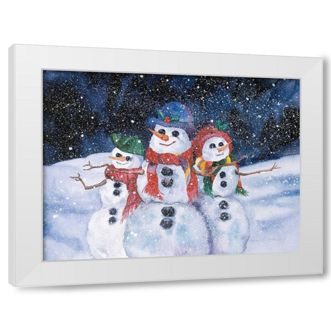 Snowmen White Modern Wood Framed Art Print by McKenna, Kathleen Parr