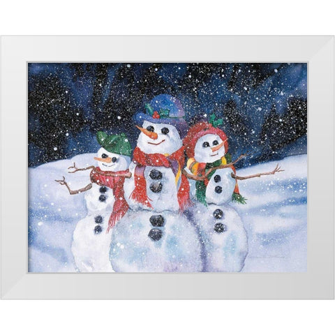 Snowmen White Modern Wood Framed Art Print by McKenna, Kathleen Parr