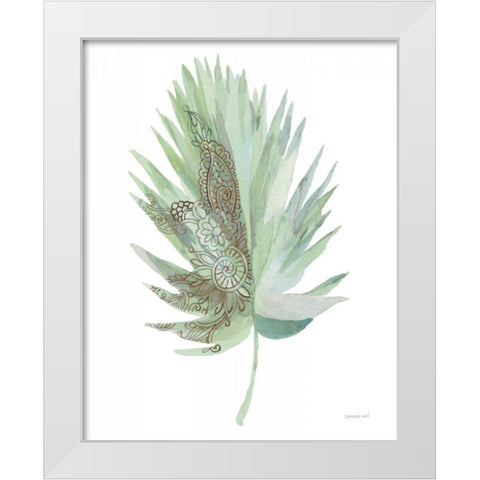Boho Tropical Leaf IV Green White Modern Wood Framed Art Print by Nai, Danhui