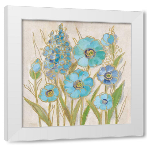 Opalescent Floral I Blue White Modern Wood Framed Art Print by Vassileva, Silvia