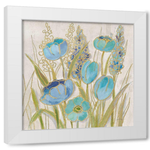 Opalescent Floral II Blue White Modern Wood Framed Art Print by Vassileva, Silvia