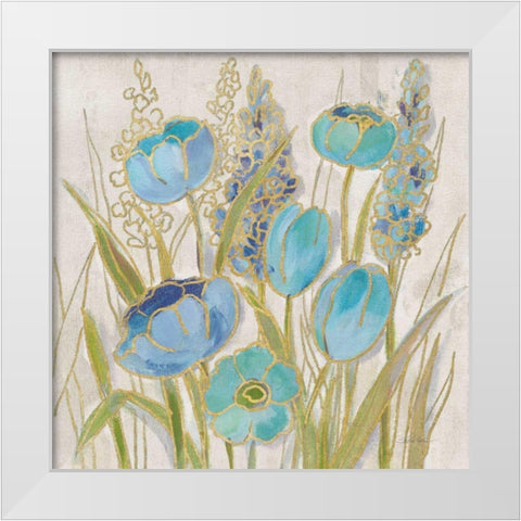 Opalescent Floral II Blue White Modern Wood Framed Art Print by Vassileva, Silvia