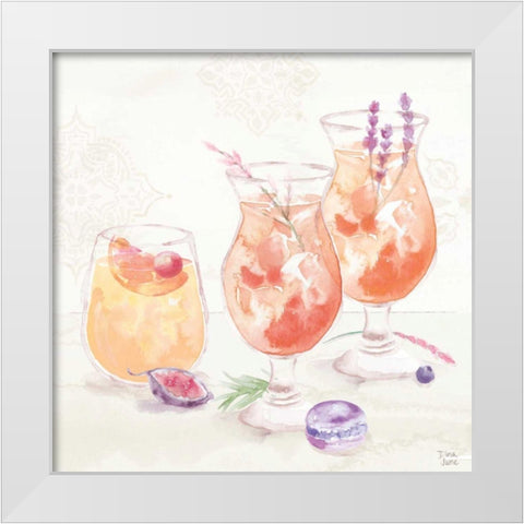 Classy Cocktails III White Modern Wood Framed Art Print by June, Dina