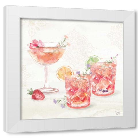 Classy Cocktails V White Modern Wood Framed Art Print by June, Dina