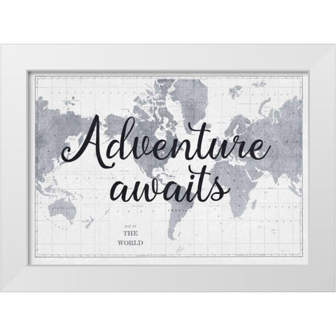 World Map Gray White Modern Wood Framed Art Print by Schlabach, Sue
