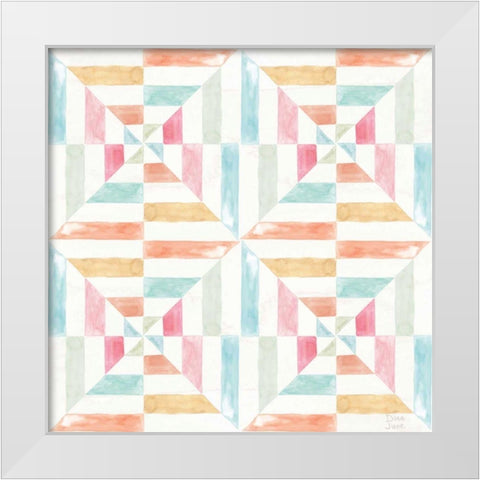 World Tour Pattern IVA White Modern Wood Framed Art Print by June, Dina