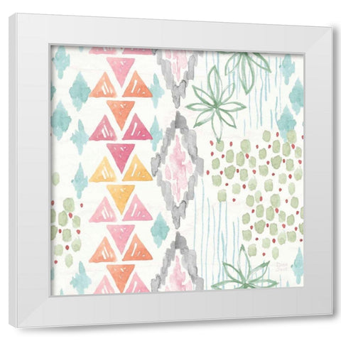 World Tour Pattern IXA White Modern Wood Framed Art Print by June, Dina