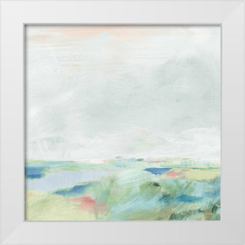 Blue Horizon Sq II White Modern Wood Framed Art Print by Schlabach, Sue