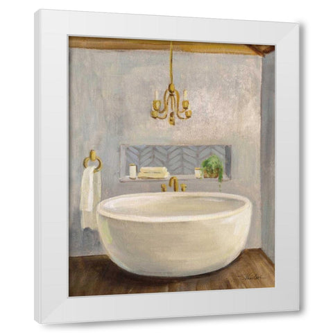 Attic Bathroom II Crop White Modern Wood Framed Art Print by Vassileva, Silvia