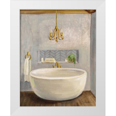 Attic Bathroom II Crop White Modern Wood Framed Art Print by Vassileva, Silvia