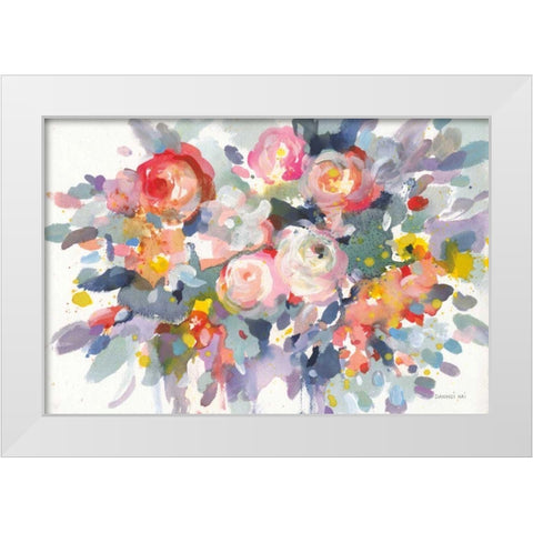 Bloom Burst White Modern Wood Framed Art Print by Nai, Danhui