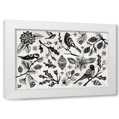 Woodcut Christmas II White Modern Wood Framed Art Print by Brissonnet, Daphne