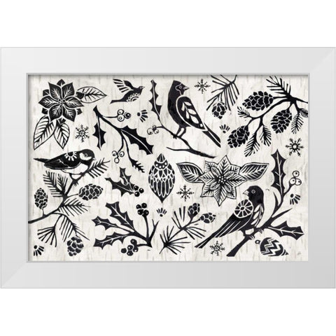Woodcut Christmas II White Modern Wood Framed Art Print by Brissonnet, Daphne