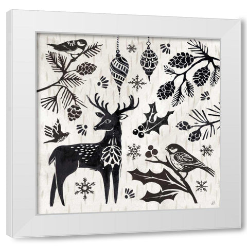 Woodcut Christmas III White Modern Wood Framed Art Print by Brissonnet, Daphne