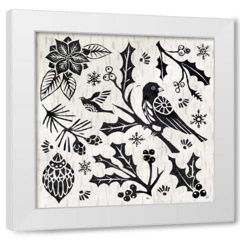 Woodcut Christmas IV White Modern Wood Framed Art Print by Brissonnet, Daphne