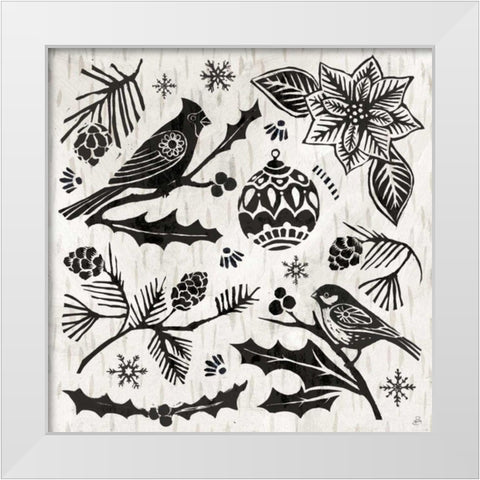 Woodcut Christmas VI White Modern Wood Framed Art Print by Brissonnet, Daphne