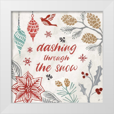 Woodcut Christmas VII Color White Modern Wood Framed Art Print by Brissonnet, Daphne