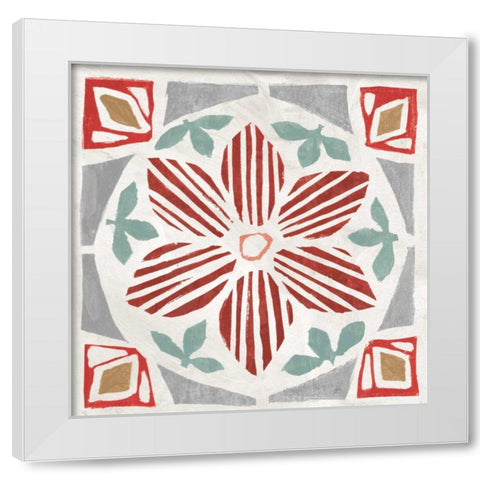 Woodcut Christmas IX Color White Modern Wood Framed Art Print by Brissonnet, Daphne