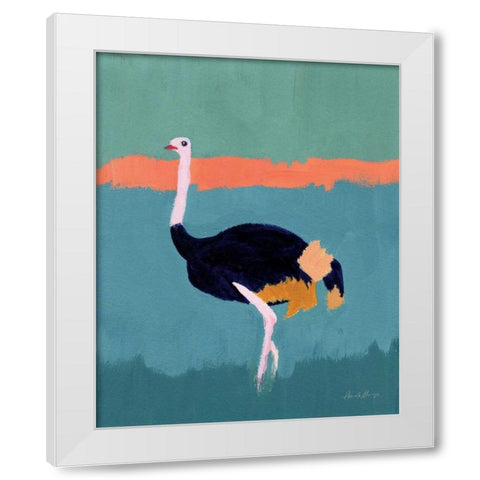 Ostrich White Modern Wood Framed Art Print by Munger, Pamela