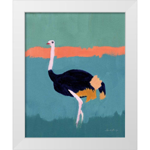 Ostrich White Modern Wood Framed Art Print by Munger, Pamela