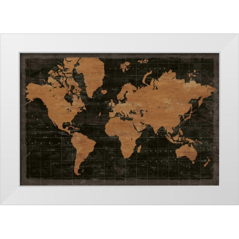 Map of the World Industrial No Words White Modern Wood Framed Art Print by Schlabach, Sue
