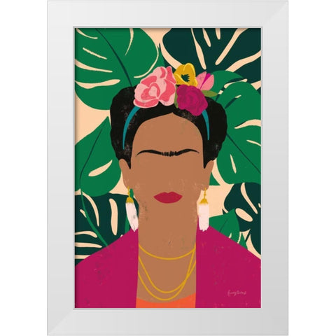 Frida Kahlo I Palms White Modern Wood Framed Art Print by Thorns, Becky