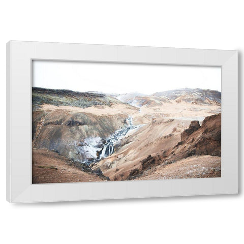 Reykjadalur Hot River White Modern Wood Framed Art Print by Marshall, Laura