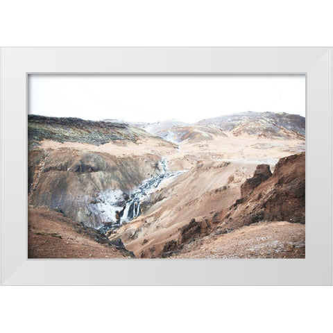 Reykjadalur Hot River White Modern Wood Framed Art Print by Marshall, Laura