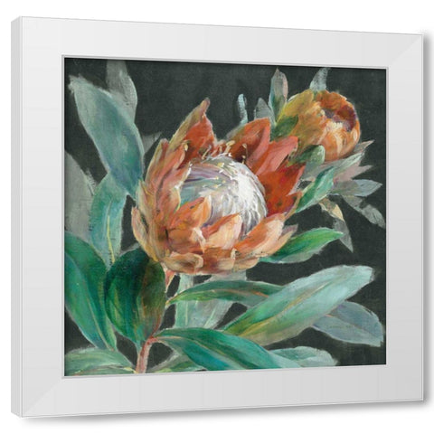 Deep Tropical Protea Crop White Modern Wood Framed Art Print by Nai, Danhui