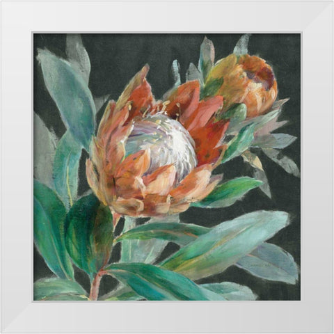 Deep Tropical Protea Crop White Modern Wood Framed Art Print by Nai, Danhui