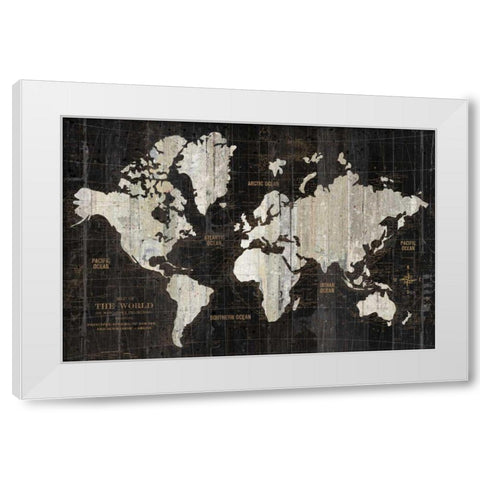 Old World Map Black White Modern Wood Framed Art Print by Wild Apple Portfolio