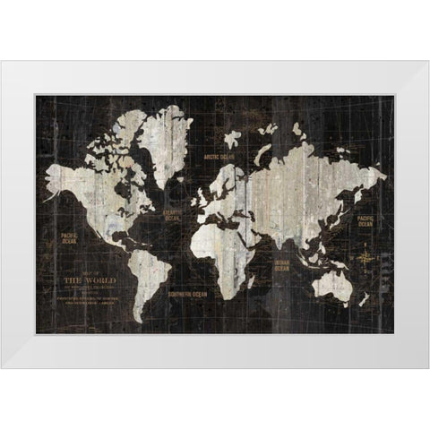 Old World Map Black White Modern Wood Framed Art Print by Wild Apple Portfolio