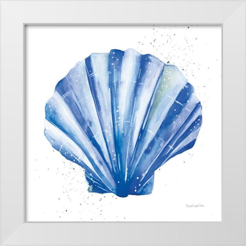 Scallop Shell Sq White Modern Wood Framed Art Print by Charro, Mercedes Lopez
