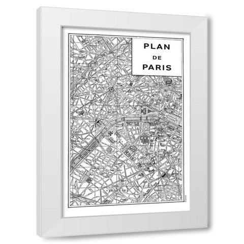 Inverted Paris Map White Modern Wood Framed Art Print by Schlabach, Sue