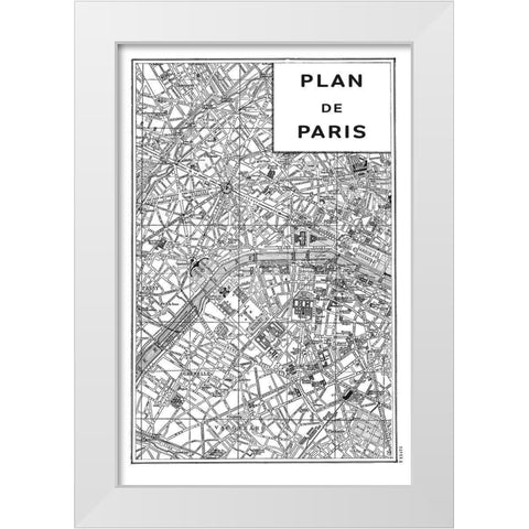 Inverted Paris Map White Modern Wood Framed Art Print by Schlabach, Sue