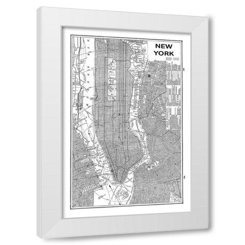 Inverted New York Map White Modern Wood Framed Art Print by Schlabach, Sue
