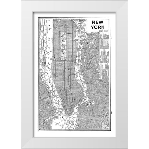 Inverted New York Map White Modern Wood Framed Art Print by Schlabach, Sue