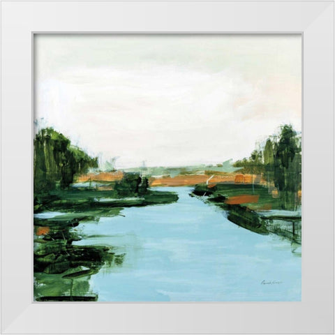 River Flowing Through White Modern Wood Framed Art Print by Munger, Pamela