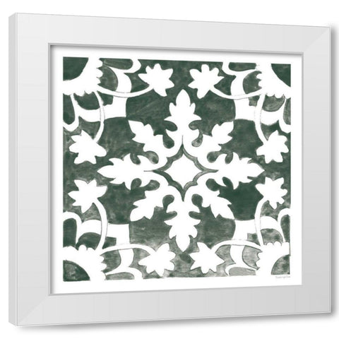 Andalusian Tile II Pine Green White Modern Wood Framed Art Print by Charro, Mercedes Lopez