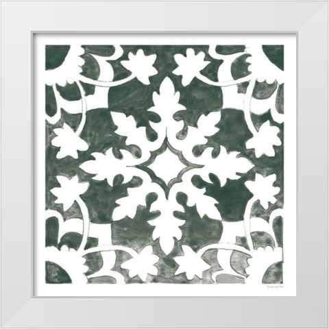 Andalusian Tile II Pine Green White Modern Wood Framed Art Print by Charro, Mercedes Lopez