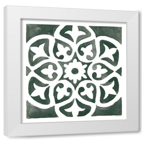 Andalusian Tile IV Pine Green White Modern Wood Framed Art Print by Charro, Mercedes Lopez