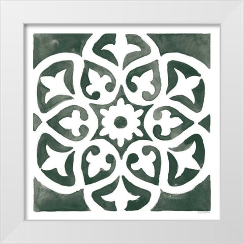 Andalusian Tile IV Pine Green White Modern Wood Framed Art Print by Charro, Mercedes Lopez