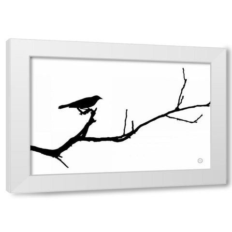 Bird Silhouette White Modern Wood Framed Art Print by Larson, Nathan