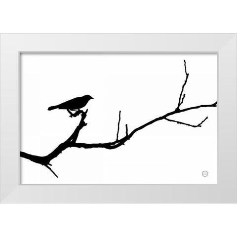 Bird Silhouette White Modern Wood Framed Art Print by Larson, Nathan